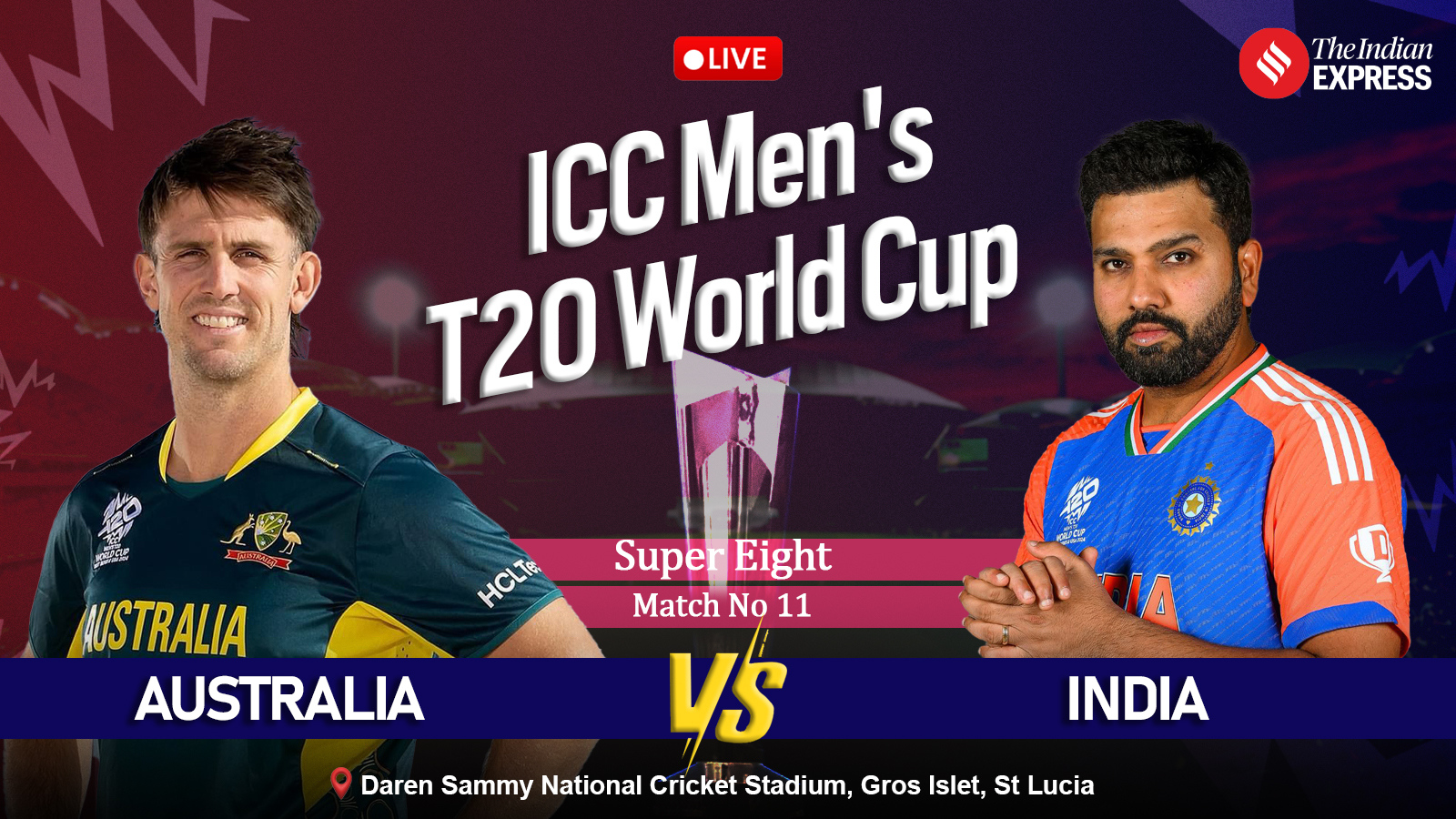 India vs Australia Live Score, T20 World Cup 2024 Rain expected in St